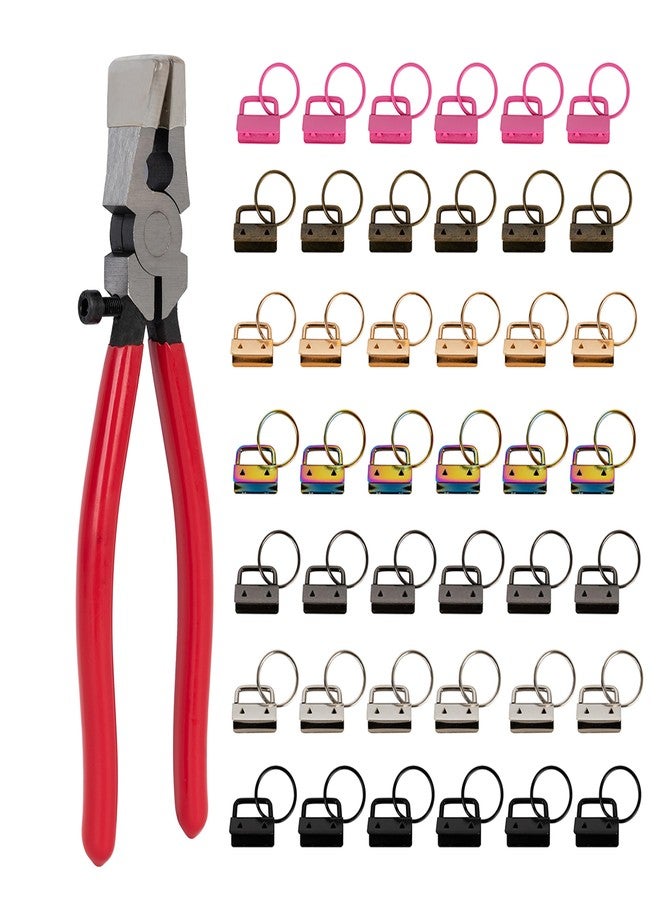 Fving Key Fob Hardware Set, 42 PCS 1 Inch Keychain Hardware in 7 Colors with Running Pliers DIY Tool for Lanyard Wristlet Key Chain Making Kit Supplies - Image 1